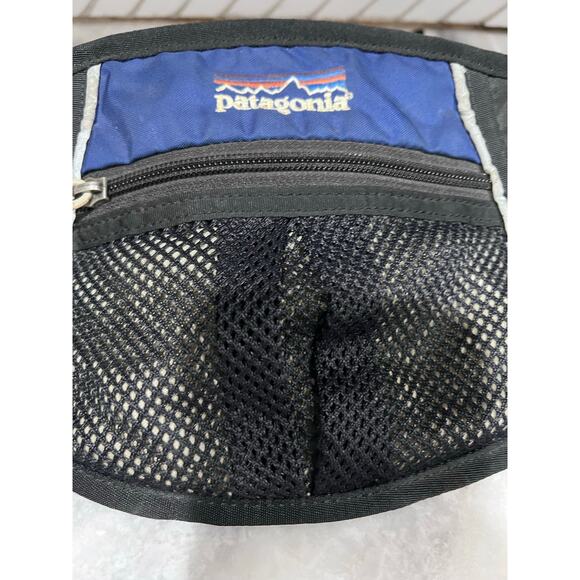 Patagonia Vintage Waist Pack Hip Belt Bag Blue Black Mesh Front Outdoor Gear - Picture 7 of 8